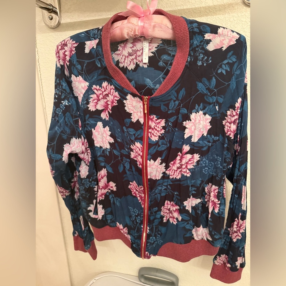 Seafolly Floral Bomber Jacket - Blue and Pink